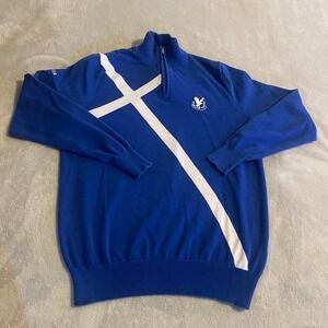 Glenmuir 1891 Royal Blue Premium Cotton Golf Quarter Zip Pullover Sweater M